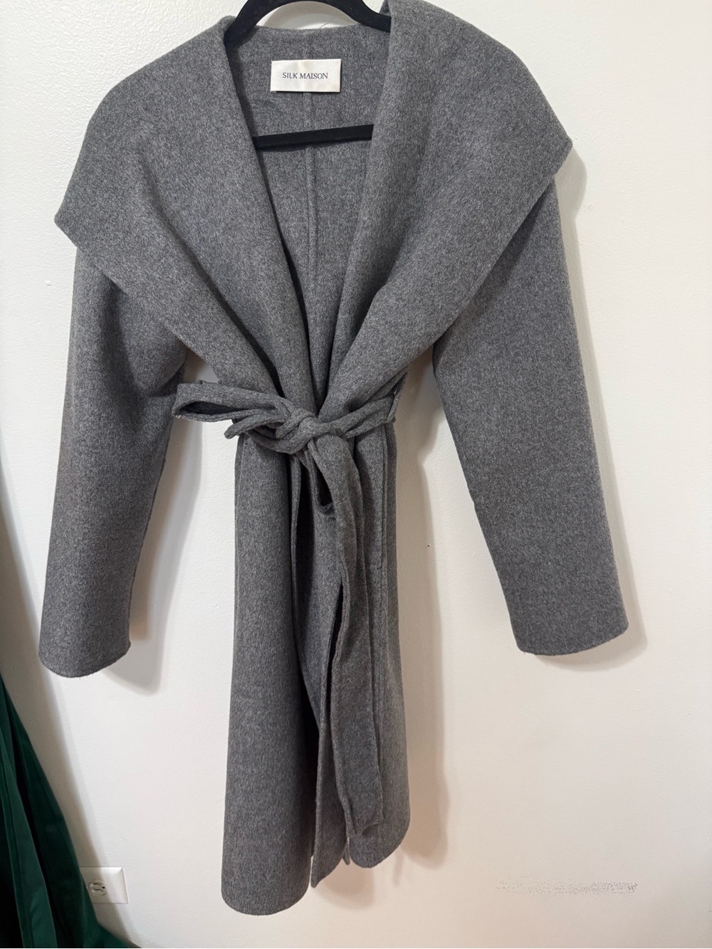 Silk Maison Gray Wrap Coat with Belt